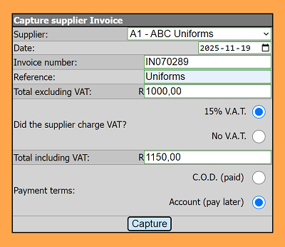 Capture Supplier Invoice